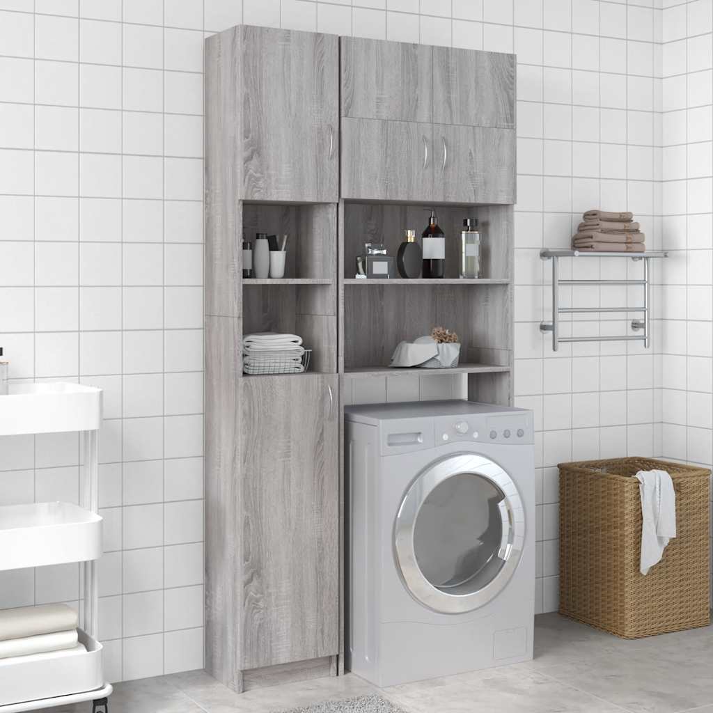 vidaXL Badezimmerschrank Grau Sonoma 32x25,5x190 cm Holzwerkstoff