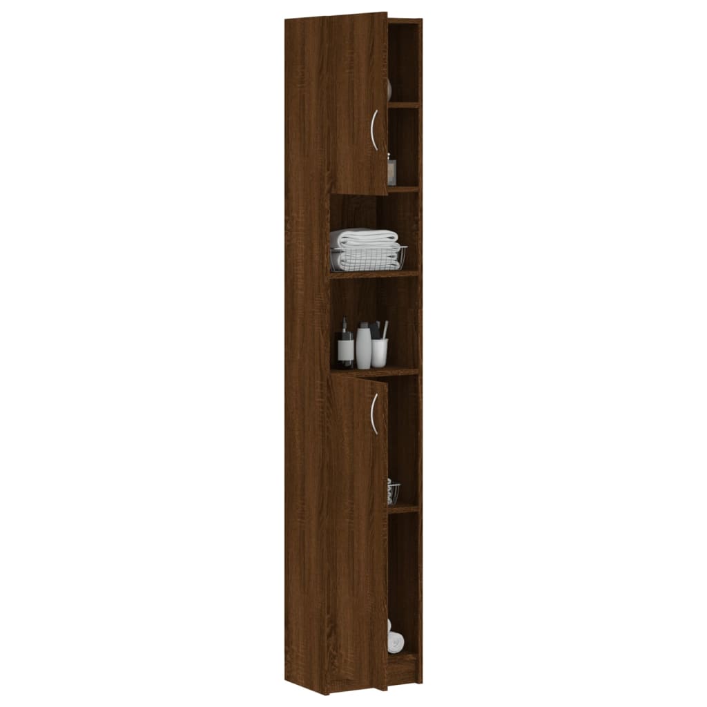 vidaXL Badezimmerschrank Braun Eiche 32x25,5x190 cm Holzwerkstoff