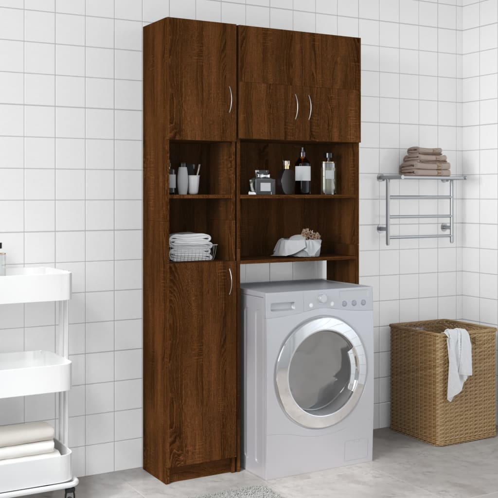 vidaXL Badezimmerschrank Braun Eiche 32x25,5x190 cm Holzwerkstoff