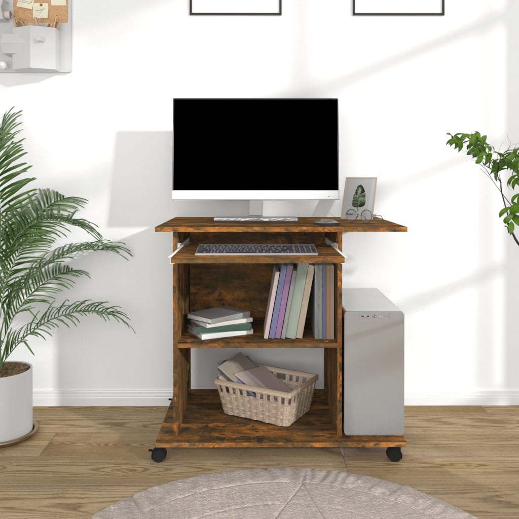 vidaXL Schreibtisch Räuchereiche 80x50x75 cm Holzwerkstoff