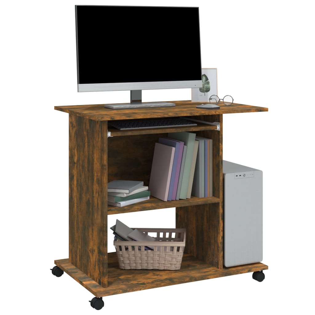 vidaXL Schreibtisch Räuchereiche 80x50x75 cm Holzwerkstoff