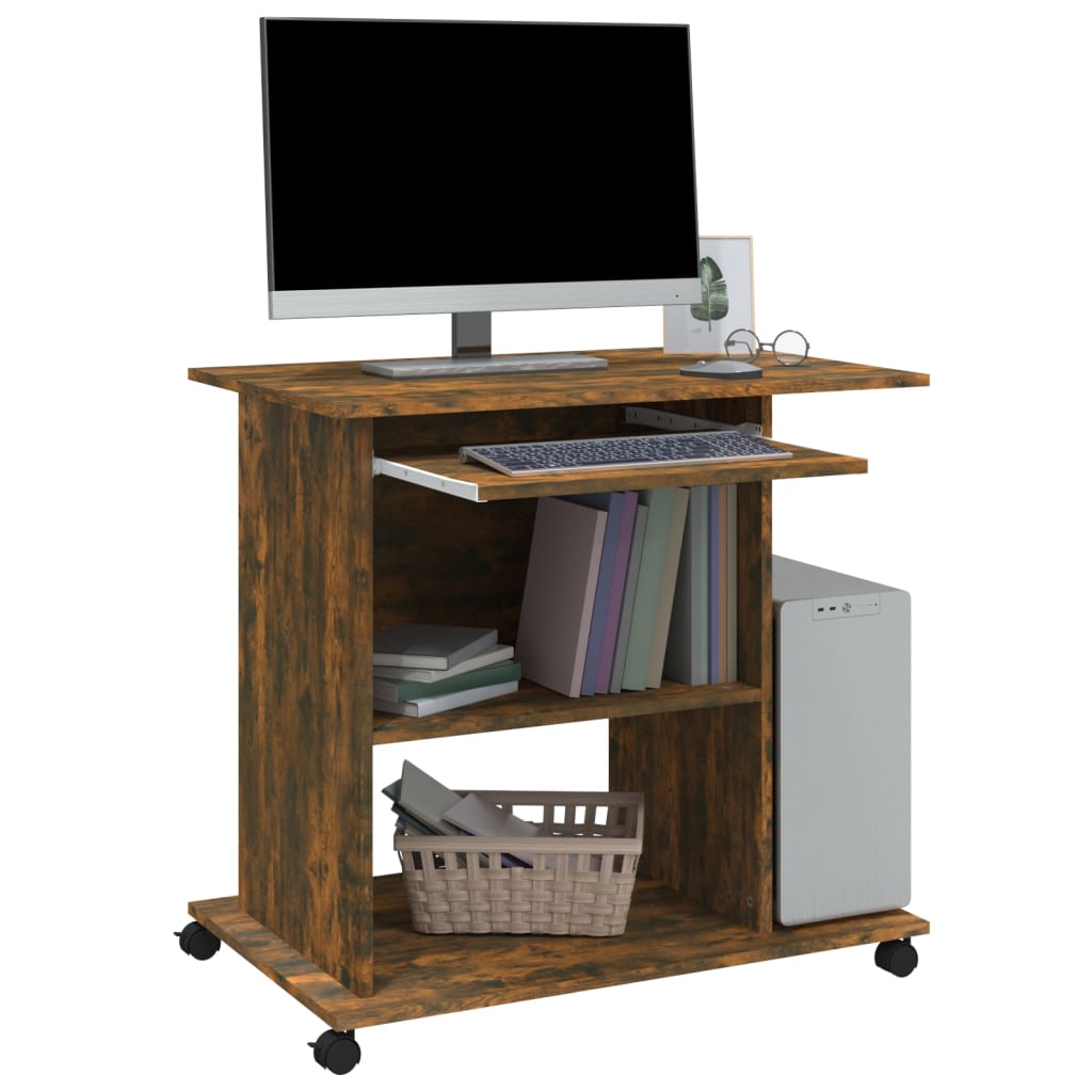 vidaXL Schreibtisch Räuchereiche 80x50x75 cm Holzwerkstoff