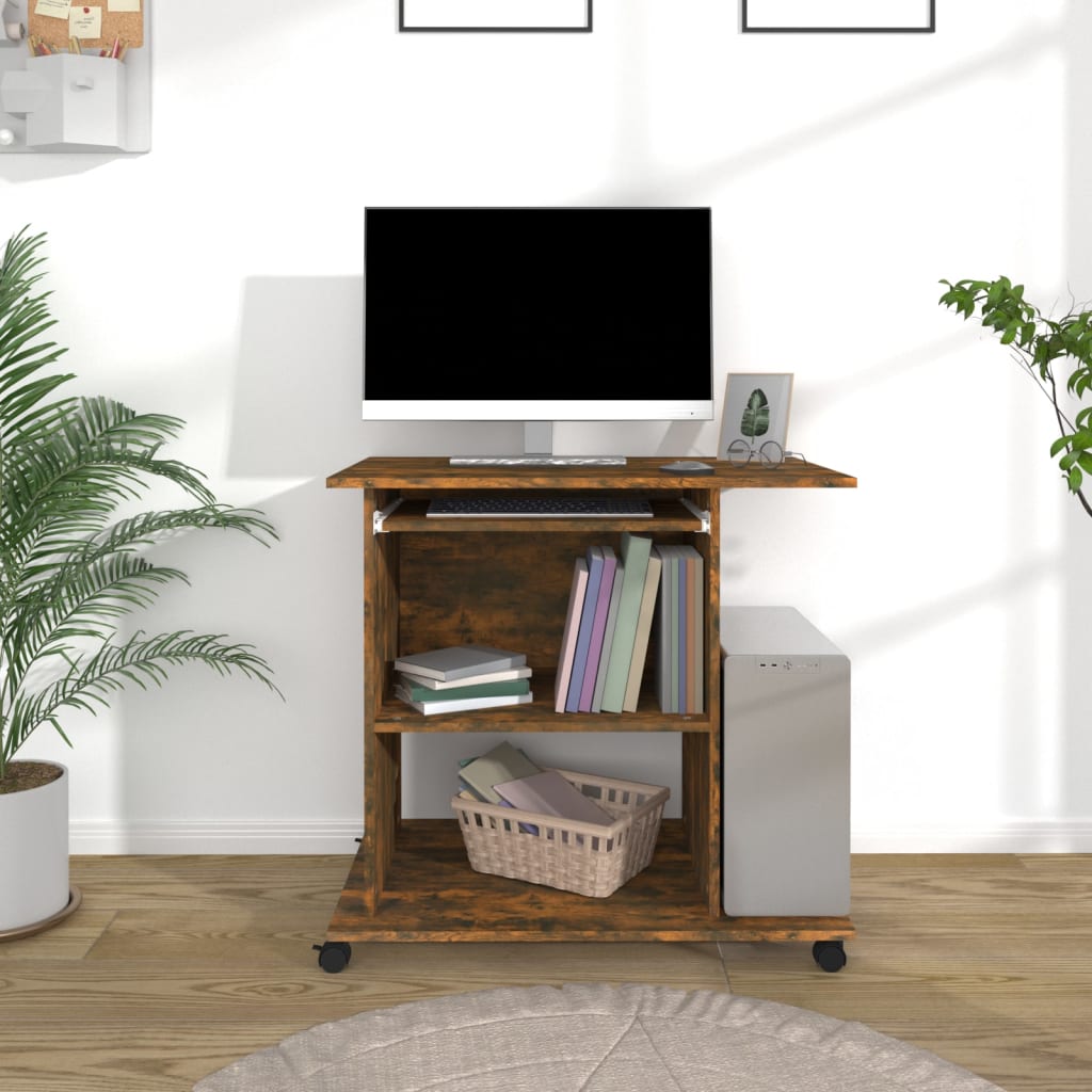 vidaXL Schreibtisch Räuchereiche 80x50x75 cm Holzwerkstoff