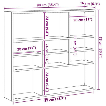 vidaXL Wandregal Räuchereiche 90x16x78 cm Holzwerkstoff