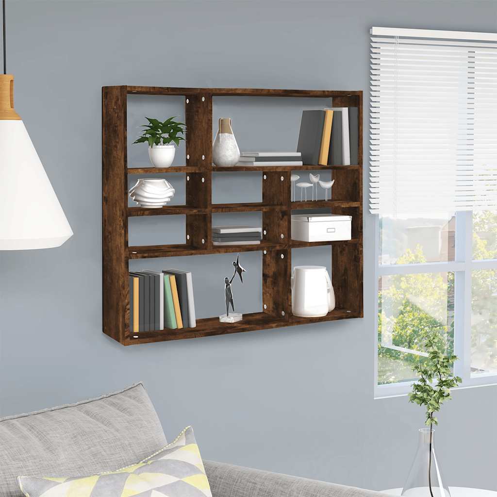 vidaXL Wandregal Räuchereiche 90x16x78 cm Holzwerkstoff