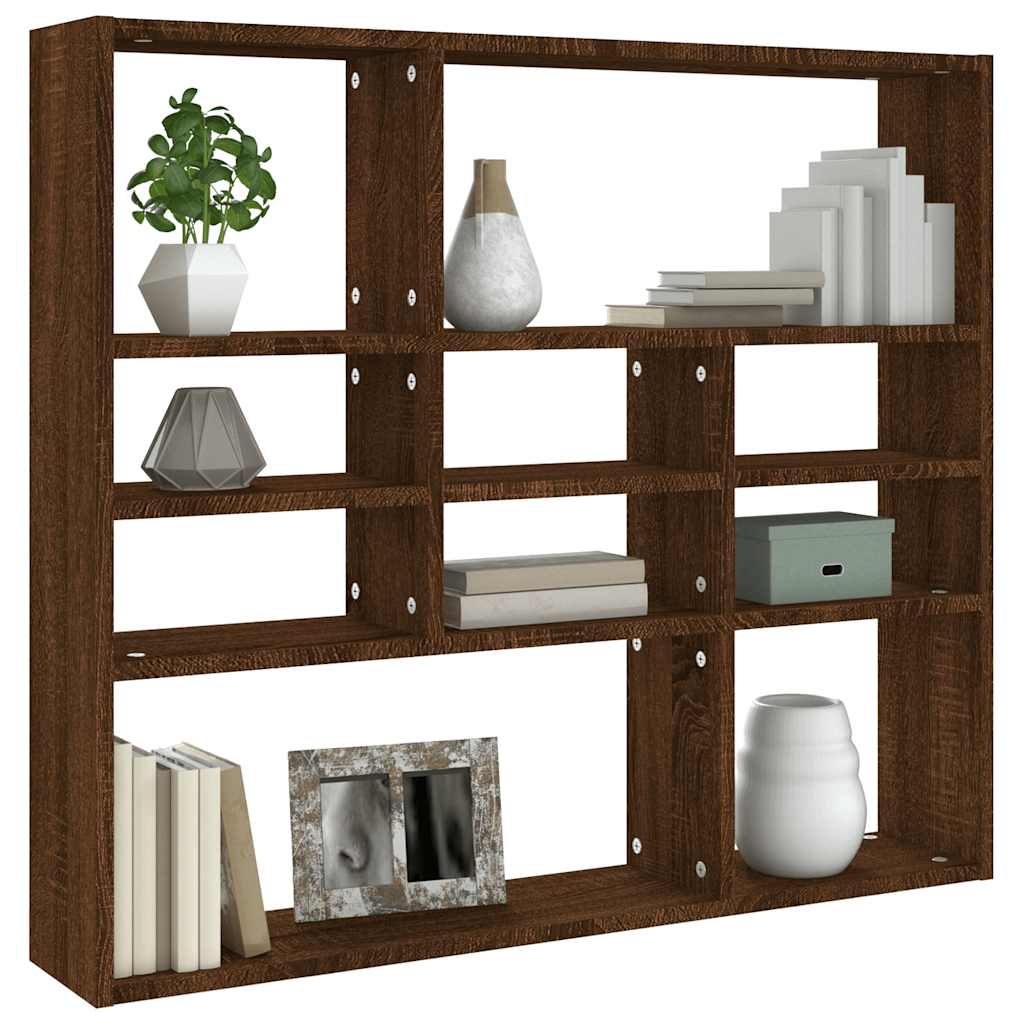 vidaXL Wandregal Braun Eichen-Optik 90x16x78 cm Holzwerkstoff