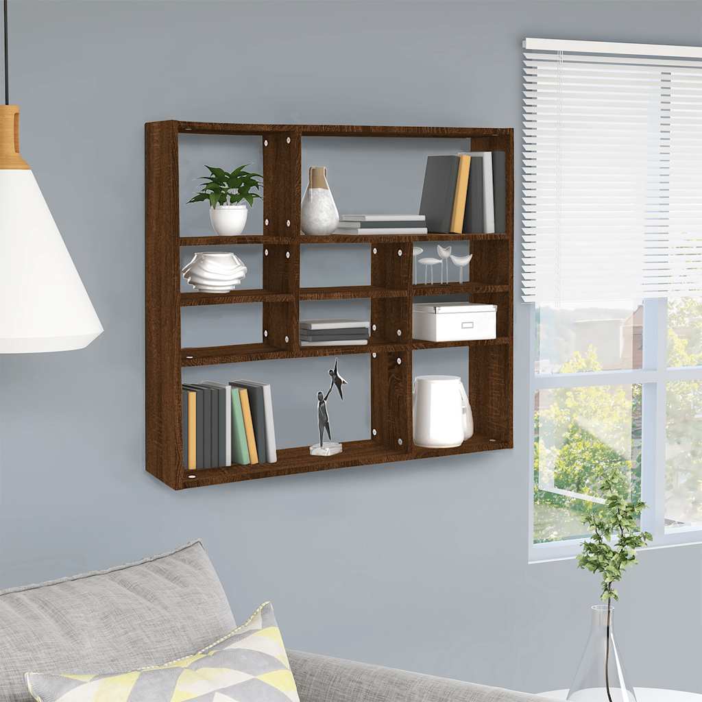 vidaXL Wandregal Braun Eichen-Optik 90x16x78 cm Holzwerkstoff