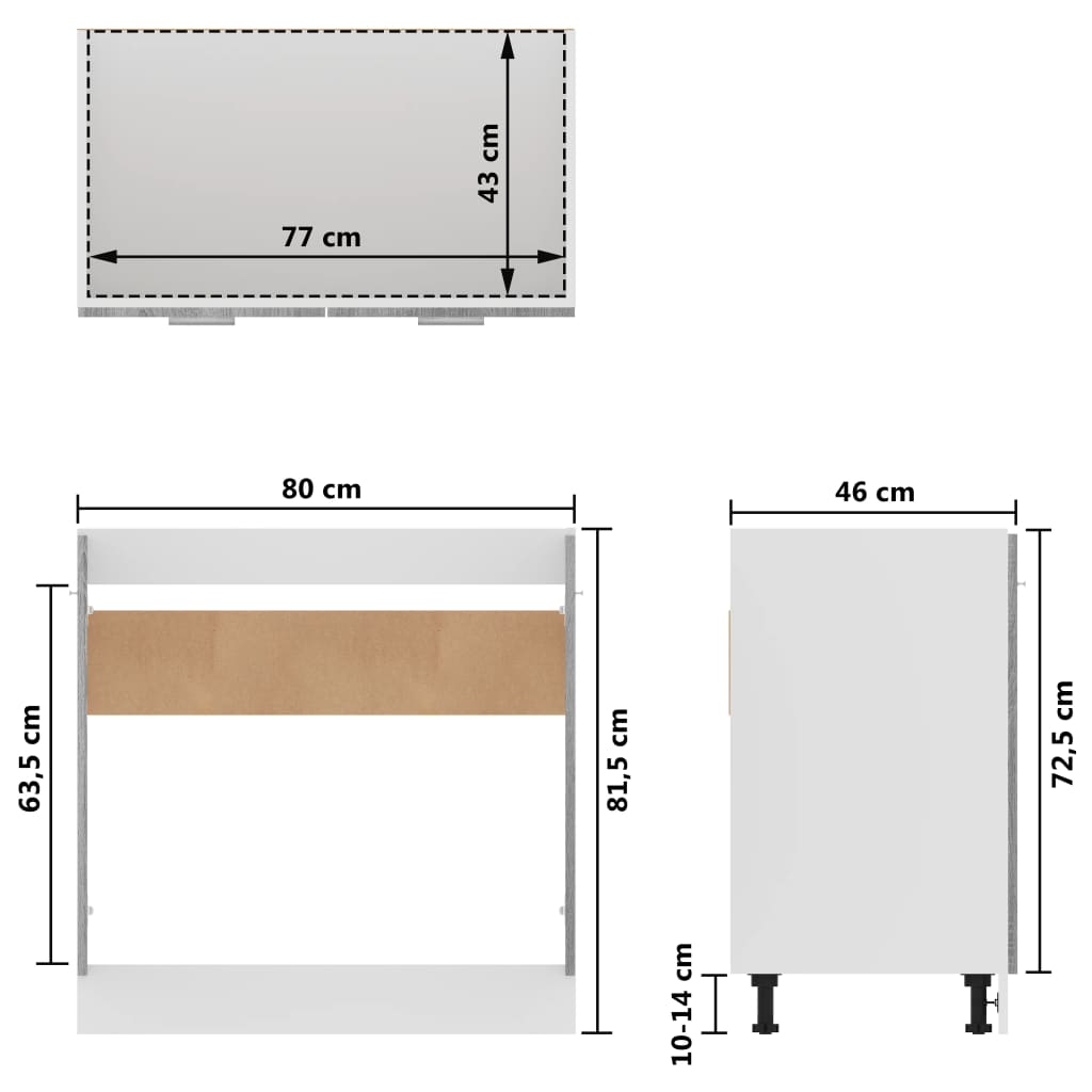 vidaXL Spülenunterschrank Lyon Grau Sonoma 80x46x81,5 cm Holzwerkstoff