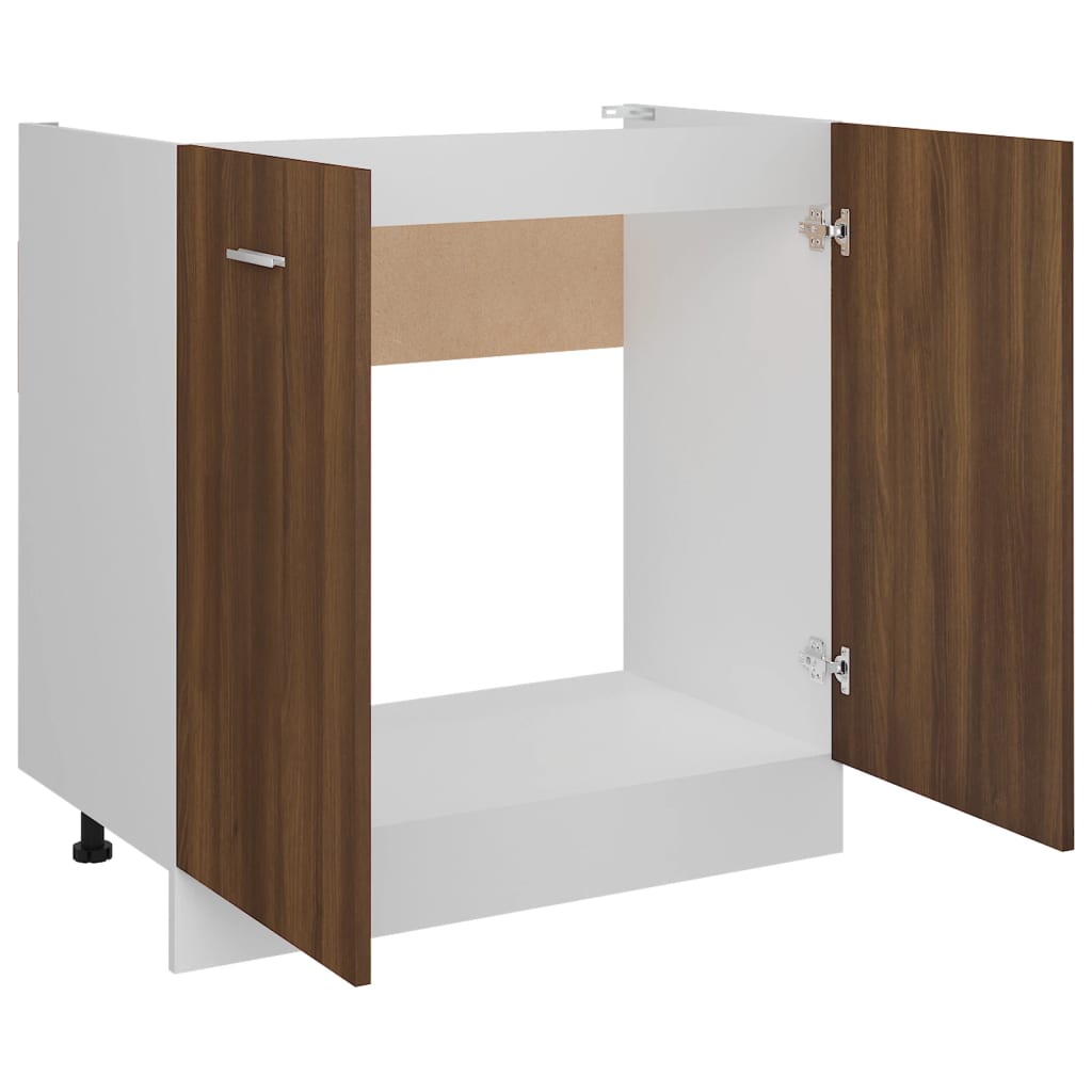 Spülenunterschrank Lyon Braun Eiche-Optik 80x46x81,5cm Holzwerkstoff