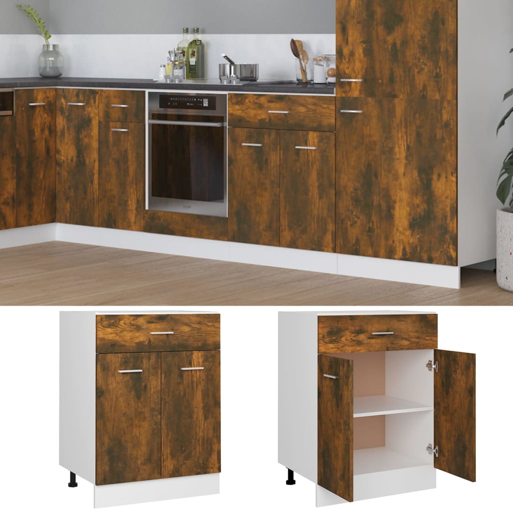 vidaXL Unterschrank mit Schublade Lyon Räuchereiche 60x46x81,5 cm