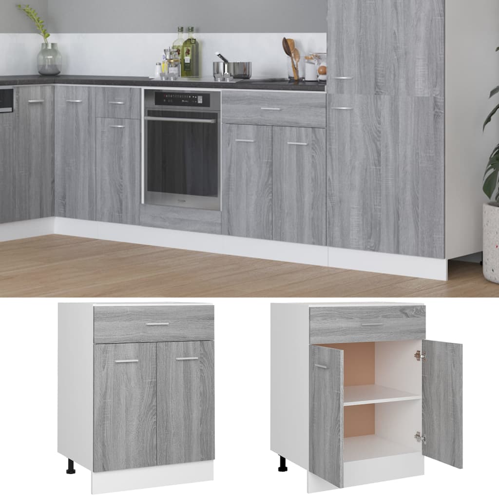 vidaXL Unterschrank mit Schublade Lyon Grau Sonoma 60x46x81,5 cm