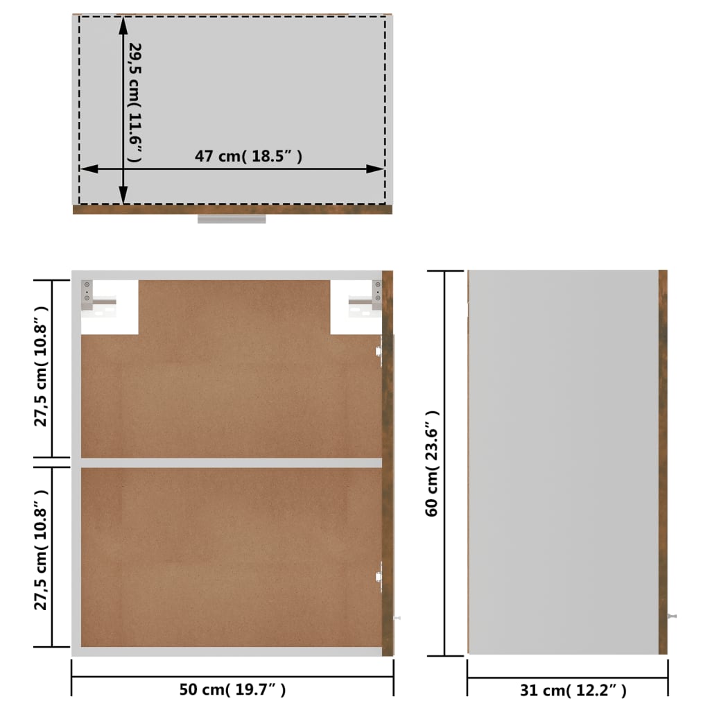 vidaXL Hängeschrank Lyon Räuchereiche 50x31x60 cm Holzwerkstoff