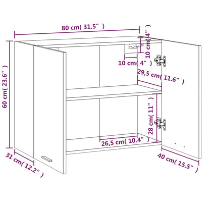 vidaXL Hängeschrank Lyon Räuchereiche 80x31x60 cm Holzwerkstoff