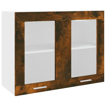 vidaXL Hängeschrank Lyon Glas Räuchereiche 80x31x60 cm Holzwerkstoff