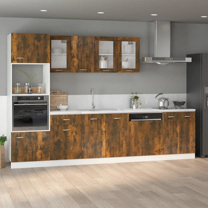 vidaXL Hängeschrank Lyon Glas Räuchereiche 80x31x60 cm Holzwerkstoff