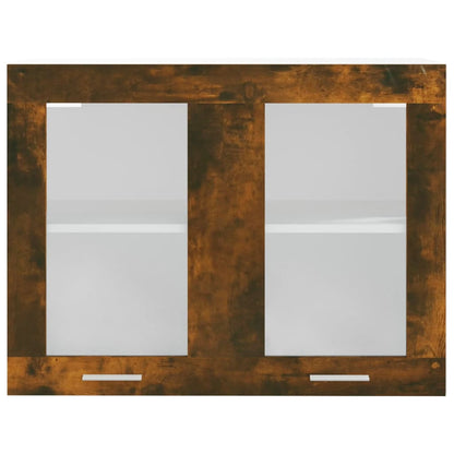 vidaXL Hängeschrank Lyon Glas Räuchereiche 80x31x60 cm Holzwerkstoff