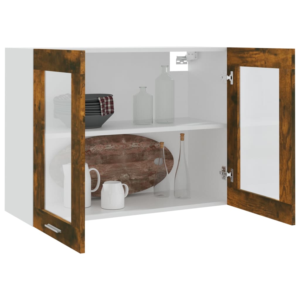 vidaXL Hängeschrank Lyon Glas Räuchereiche 80x31x60 cm Holzwerkstoff