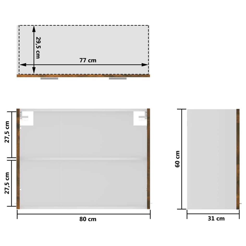 vidaXL Hängeschrank Lyon Glas Räuchereiche 80x31x60 cm Holzwerkstoff