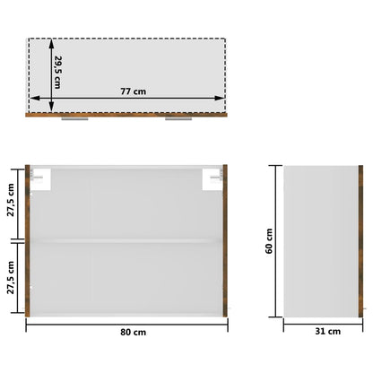 vidaXL Hängeschrank Lyon Glas Räuchereiche 80x31x60 cm Holzwerkstoff