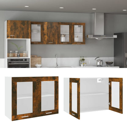 vidaXL Hängeschrank Lyon Glas Räuchereiche 80x31x60 cm Holzwerkstoff