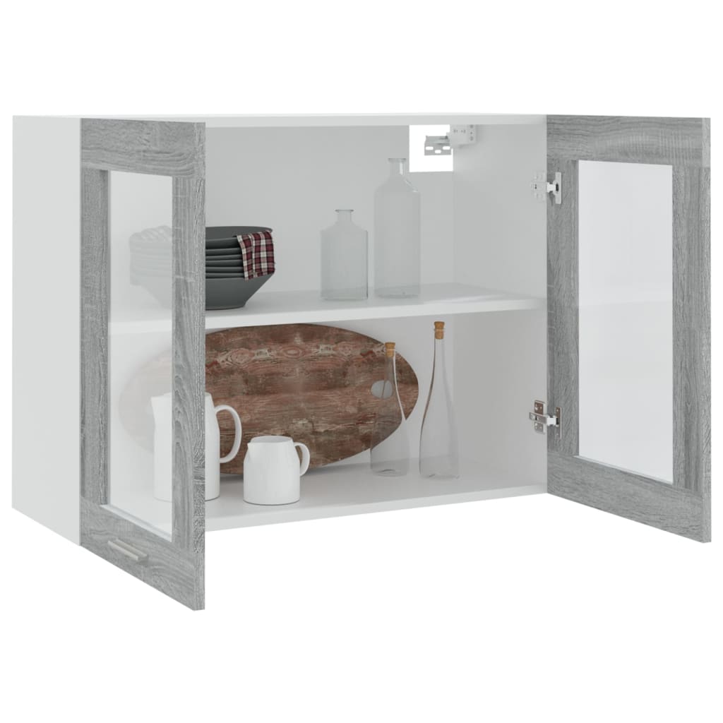 vidaXL Hängeschrank Lyon Glas Grau Sonoma 80x31x60 cm Holzwerkstoff
