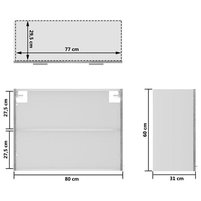 vidaXL Hängeschrank Lyon Glas Grau Sonoma 80x31x60 cm Holzwerkstoff