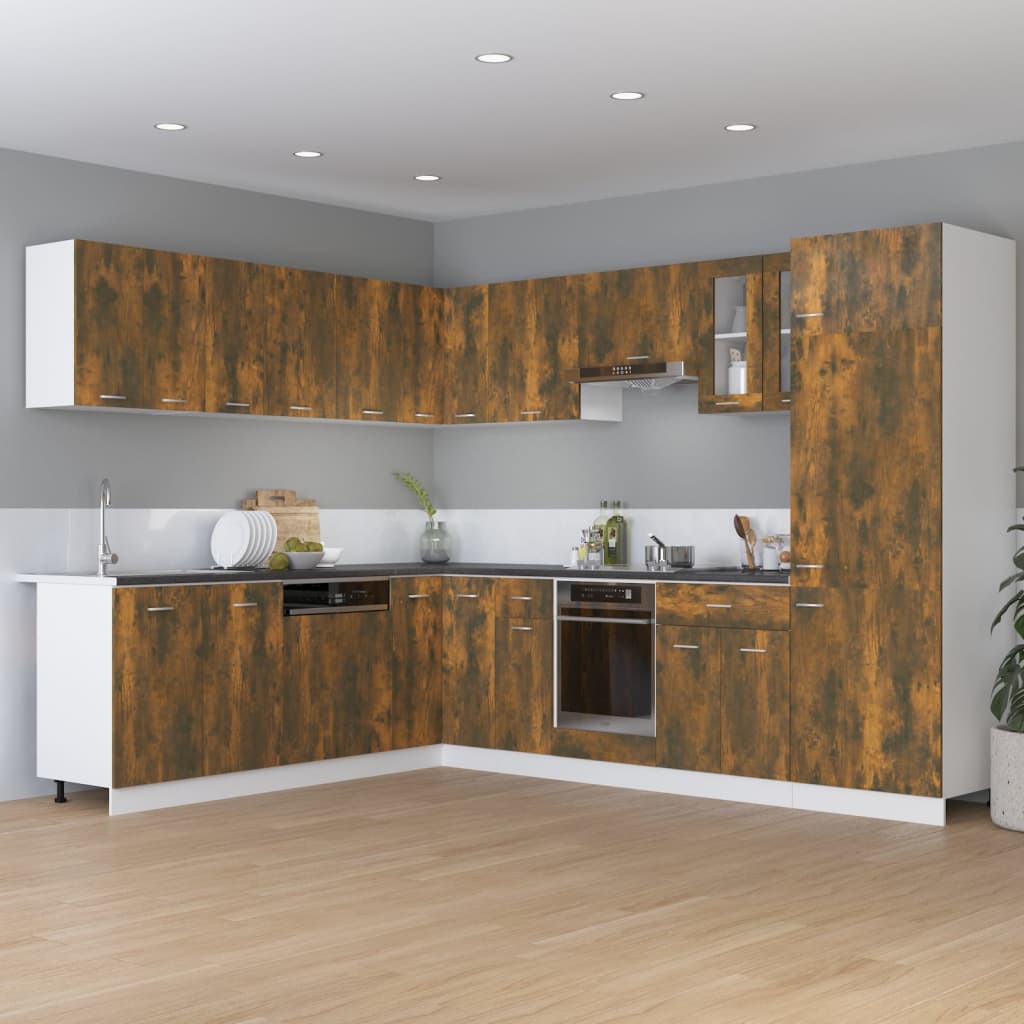 vidaXL Eck-Hängeschrank Lyon Räuchereiche 57x57x60 cm Holzwerkstoff