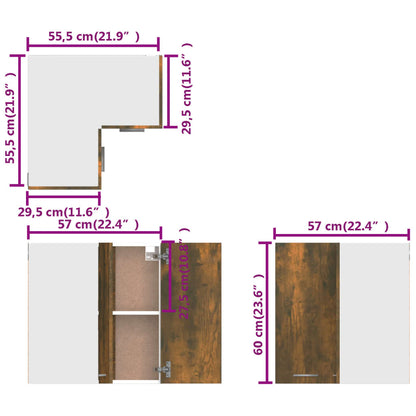 vidaXL Eck-Hängeschrank Lyon Räuchereiche 57x57x60 cm Holzwerkstoff