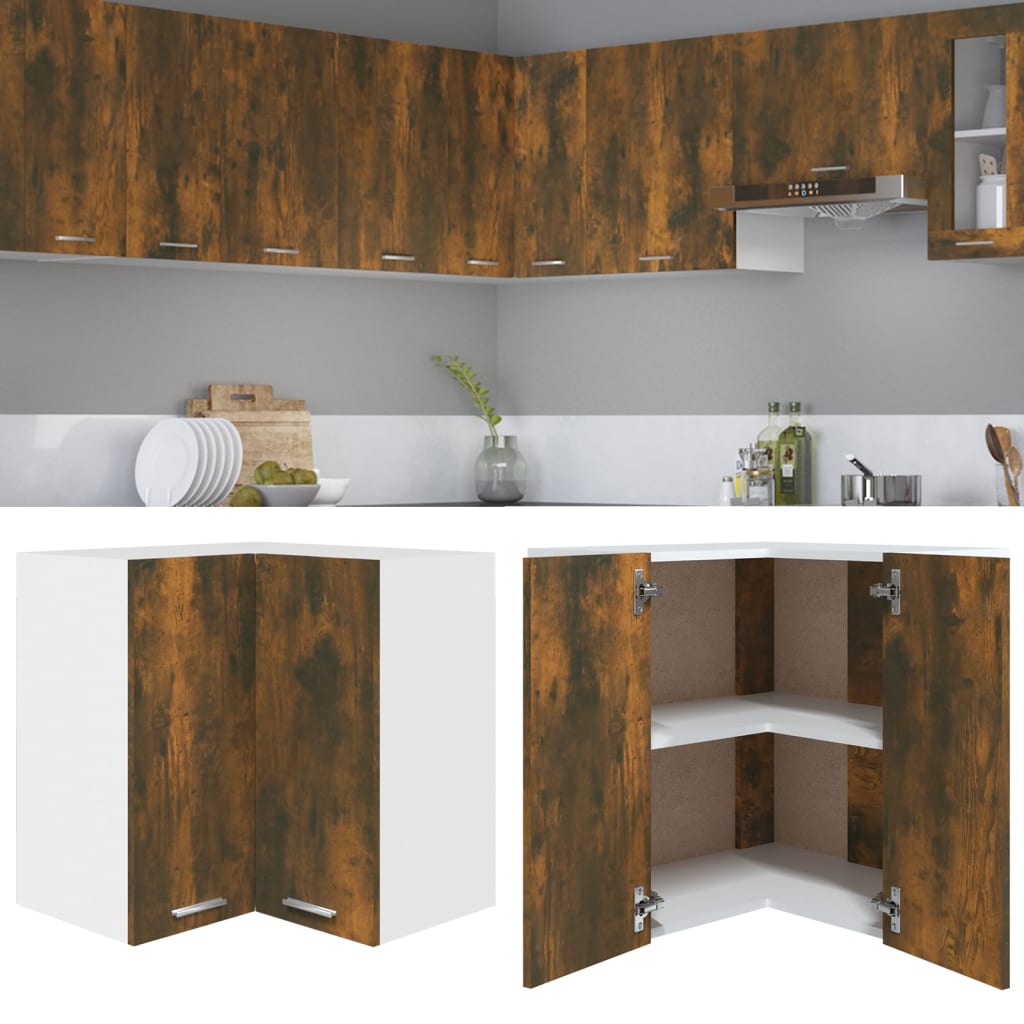 vidaXL Eck-Hängeschrank Lyon Räuchereiche 57x57x60 cm Holzwerkstoff