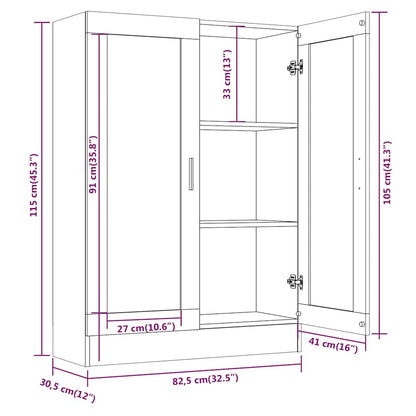 vidaXL Vitrinenschrank Räuchereiche 82,5x30,5x115 cm Holzwerkstoff