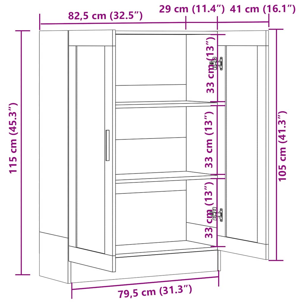 vidaXL Vitrine Brun aspect chêne 82,5x30,5x115cm Bois d'ingénierie