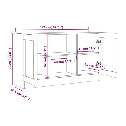 vidaXL Sideboard Grau Sonoma 120x30,5x70 cm Holzwerkstoff