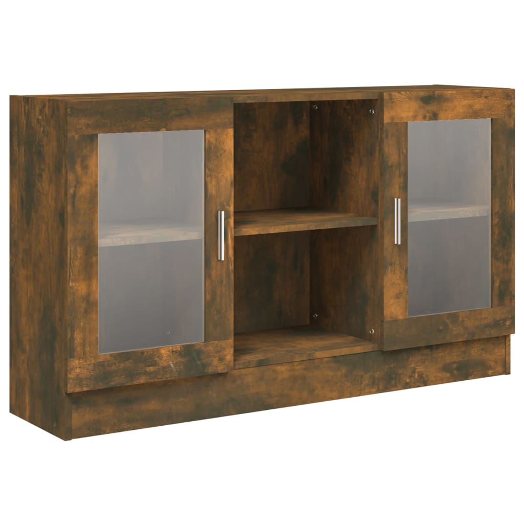 vidaXL Vitrinenschrank Räuchereiche 120x30,5x70 cm Holzwerkstoff