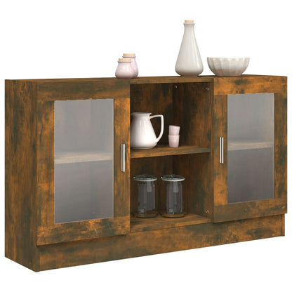 vidaXL Vitrinenschrank Räuchereiche 120x30,5x70 cm Holzwerkstoff