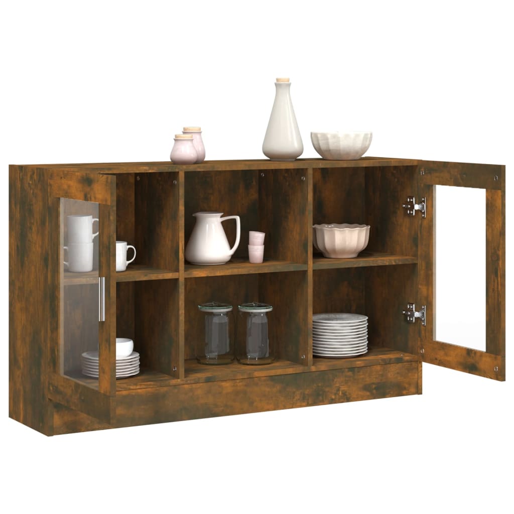 vidaXL Vitrinenschrank Räuchereiche 120x30,5x70 cm Holzwerkstoff