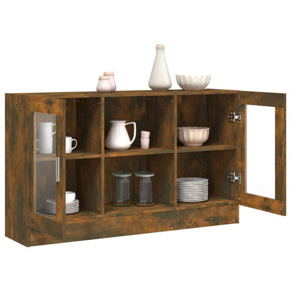 vidaXL Vitrinenschrank Räuchereiche 120x30,5x70 cm Holzwerkstoff