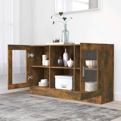 vidaXL Vitrinenschrank Räuchereiche 120x30,5x70 cm Holzwerkstoff