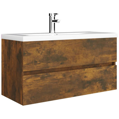 vidaXL Waschbeckenschrank Räuchereiche 90x38,5x45 cm Holzwerkstoff