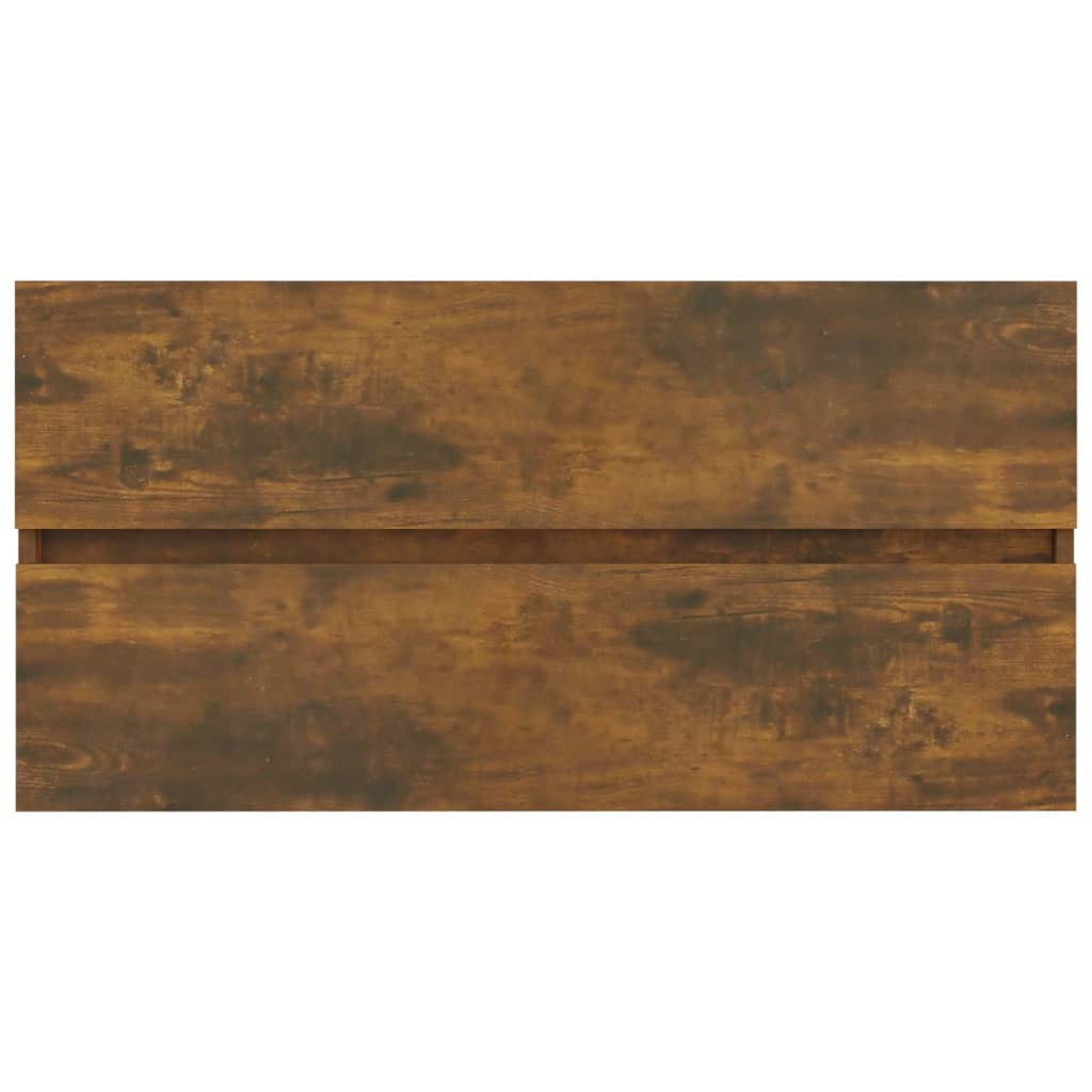 vidaXL Waschbeckenschrank Räuchereiche 90x38,5x45 cm Holzwerkstoff