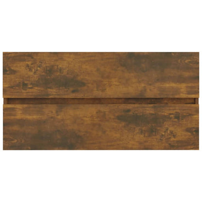 vidaXL Waschbeckenschrank Räuchereiche 90x38,5x45 cm Holzwerkstoff