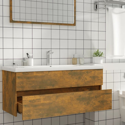 vidaXL Waschbeckenschrank Räuchereiche 100x38,5x45 cm Holzwerkstoff