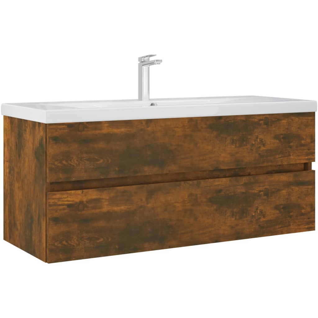 vidaXL Waschbeckenschrank Räuchereiche 100x38,5x45 cm Holzwerkstoff