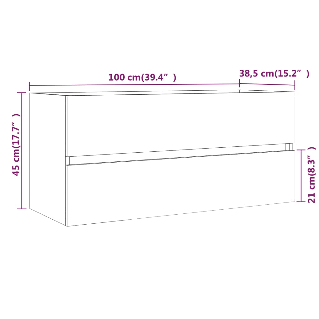vidaXL Waschbeckenschrank Räuchereiche 100x38,5x45 cm Holzwerkstoff