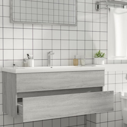 vidaXL Waschbeckenunterschrank Grau Sonoma 100x38,5x45cm Holzwerkstoff