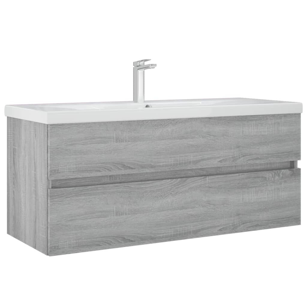 vidaXL Waschbeckenunterschrank Grau Sonoma 100x38,5x45cm Holzwerkstoff