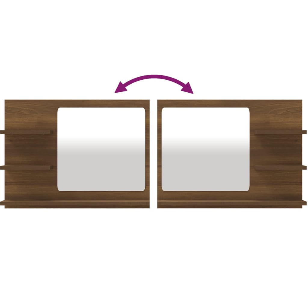 vidaXL Miroir de salle de bain aspect chêne marron 60x10,5x45 cm Bois d'ingénierie