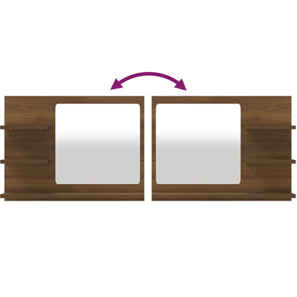 vidaXL Miroir de salle de bain aspect chêne marron 60x10,5x45 cm Bois d'ingénierie