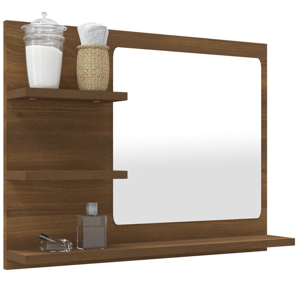 vidaXL Miroir de salle de bain aspect chêne marron 60x10,5x45 cm Bois d'ingénierie
