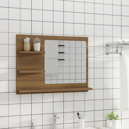 vidaXL Miroir de salle de bain aspect chêne marron 60x10,5x45 cm Bois d'ingénierie