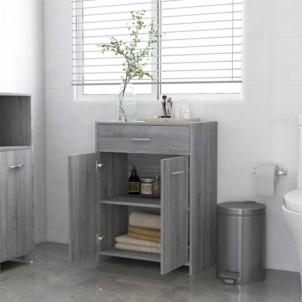 vidaXL Badezimmerschrank Grau Sonoma 60x33x80 cm Holzwerkstoff